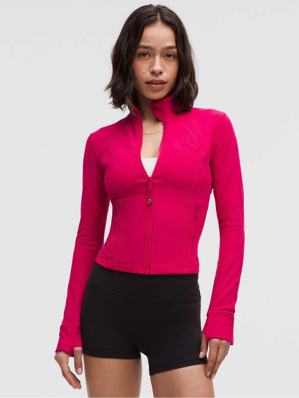 Lululemon Pink Dragonfruit High-Waist Leggings & Zip Jacket Set With Bra